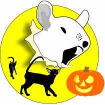 Halloween Pumpkin Mouse and Cats Photo Sculpture