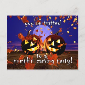 Halloween Pumpkin Play Carving Invitation postcard