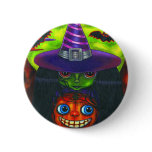 Halloween Pumpkin Witch Button Halloween Pumpkin Witch Button