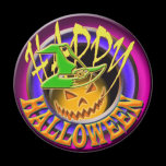 Halloween pumpkin witch face pink purple magnet