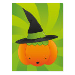 Halloween Pumpkin Witch Postcard