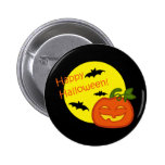 Halloween pumpkin with distressed background button