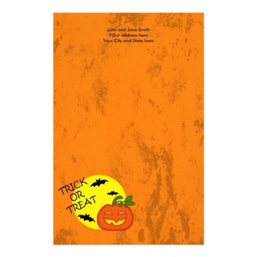 Halloween pumpkin with distressed background custom stationery