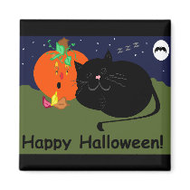 Halloween PumpkinandKitty magnets