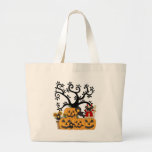Halloween Pumpkins, Black Birds and Pug Dog Bag