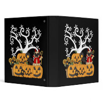Halloween Pumpkins, Black Birds and Pug Dog 3 Ring Binders