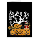 Halloween Pumpkins, Black Birds and Pug Dog Greeting Cards