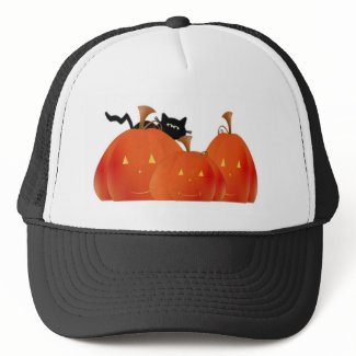 Halloween Pumpkins/Black Cat hat