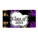 halloween purple orange black damask graduation