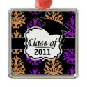 halloween purple orange black damask graduation