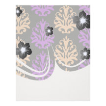 halloween purple orange black damask custom letterhead