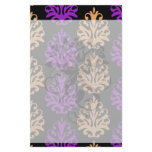 halloween purple orange black damask stationery paper