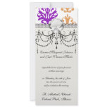 halloween purple orange white damask personalized invitation