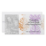 halloween purple orange white damask photo cards