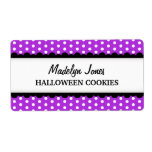 Halloween purple polka dot pattern canning jar shipping label