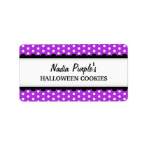 Halloween purple polka dot pattern canning jar custom address label