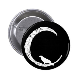 Halloween Raven and crescent moon button