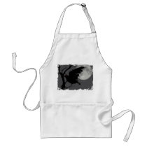Halloween Raven in Branch with Full Moon Aprons