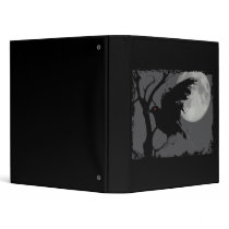 Halloween Raven in Branch with Full Moon Vinyl Binder