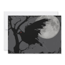 Halloween Raven in Branch with Full Moon Personalized Announcement