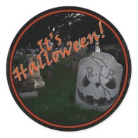 Halloween RIP Cemetery Grave Marker Round Sticker