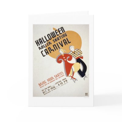 Halloween Roller Skating 1936 WPA Cards by lc_wpa