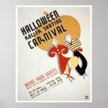 Halloween Roller Skating 1936 WPA Print