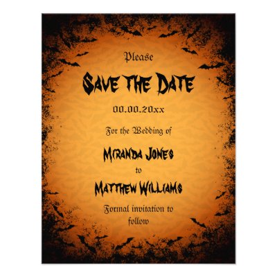 Halloween Save the Date invitation with bats