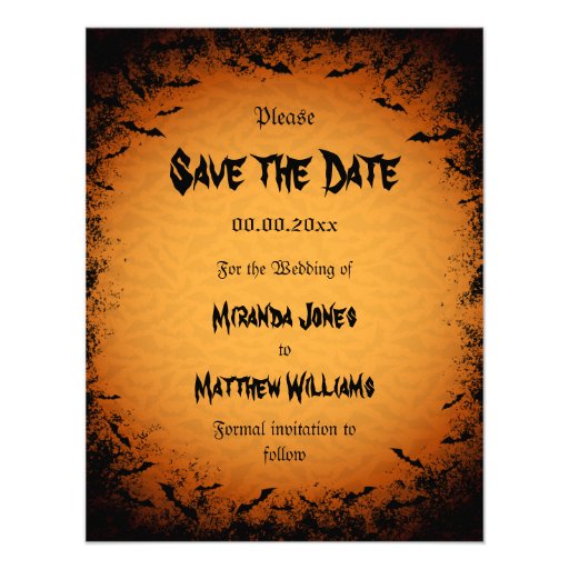 Halloween Save the Date invitation with bats