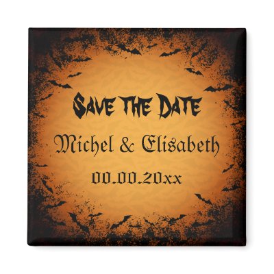 Halloween Save the Date magnet with bats