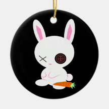 Halloween scary cute rag kawaii bunny with carrot ornaments