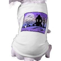 Halloween Scary House Purple Pet Dog Tshirt