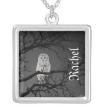 Halloween Scary Owl in a Tree Personalized Necklace