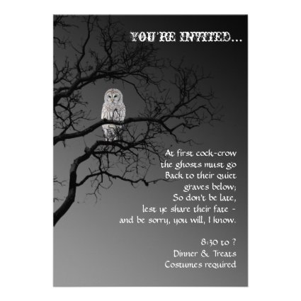 Halloween Scary Owl in a Tree Party Invitation