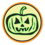 Halloween Scary Pumpkin Jack O Lantern Round Sticker