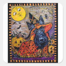 Halloween Scottie Square Stickers