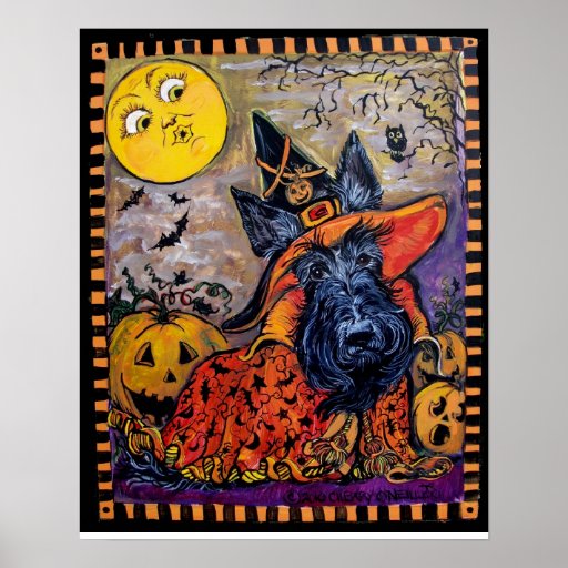 Halloween Scottish Terrier Posters