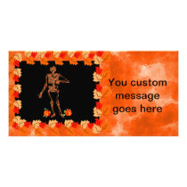 Halloween Skeleton and Pumpkins Photo Card Template