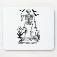 HALLOWEEN SKELETON, BATS, SPIDERS, RAVEN PRINT MOUSE PAD