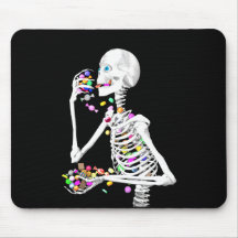 Halloween Skeleton Treats Mouse Pads