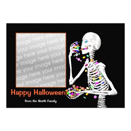Halloween Skeleton Treats Photo Card Custom Announcements