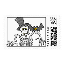 Halloween Skeleton With Bat & Top Hat Stamps