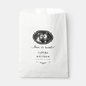 Halloween Skeletons Black & White Love Is Sweet Favor Bags by juliea2010 at Zazzle