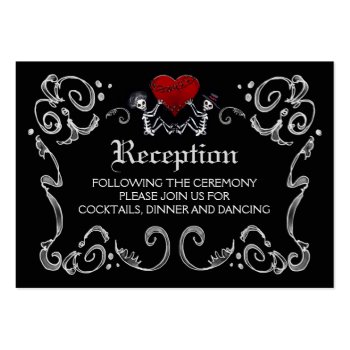 Halloween Skeletons & Heart Black White Reception Large Business Cards (pack Of 100) by juliea2010 at Zazzle