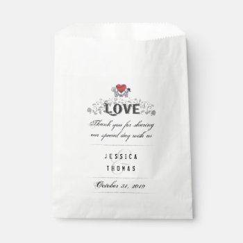 Halloween Skeletons Red Heart Love Wedding Names Favor Bags by juliea2010 at Zazzle