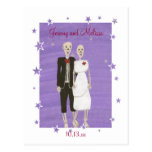Halloween Skeletons Save the date Wedding Postcard