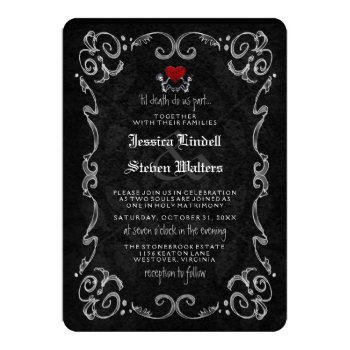 Halloween Skeletons "til Death" & "together With" 5x7 Paper Invitation Card by juliea2010 at Zazzle