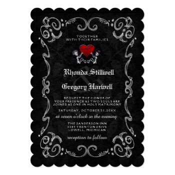 Halloween Skeletons "together With" & Reception 5x7 Paper Invitation Card by juliea2010 at Zazzle