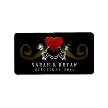 Halloween Skeletons With Heart Wedding Label Address Label by juliea2010 at Zazzle