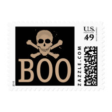 Halloween Skull BOO Black & Orange Postage